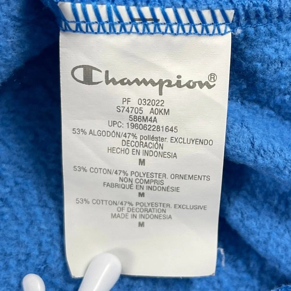 Champion Mens‎ Medium Blue Hoodie Pullover Graphic Logo S74705